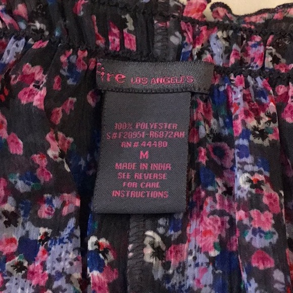 Fire Los Angeles Floral Crepe Sheer Cold-Shoulder Peasant Top - Picture 15 of 16